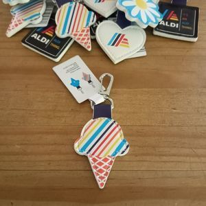 ALDI Keychain Ice Cream Cone Quarter Keeper 2024 Super Fan Collection NEW w/Tags